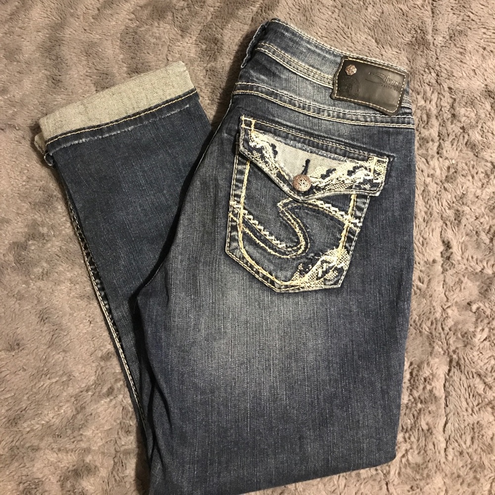 Silver jeans high waist capris