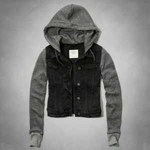 Black denim with grey sleeve jacket Black denim with grey sleeve jacket