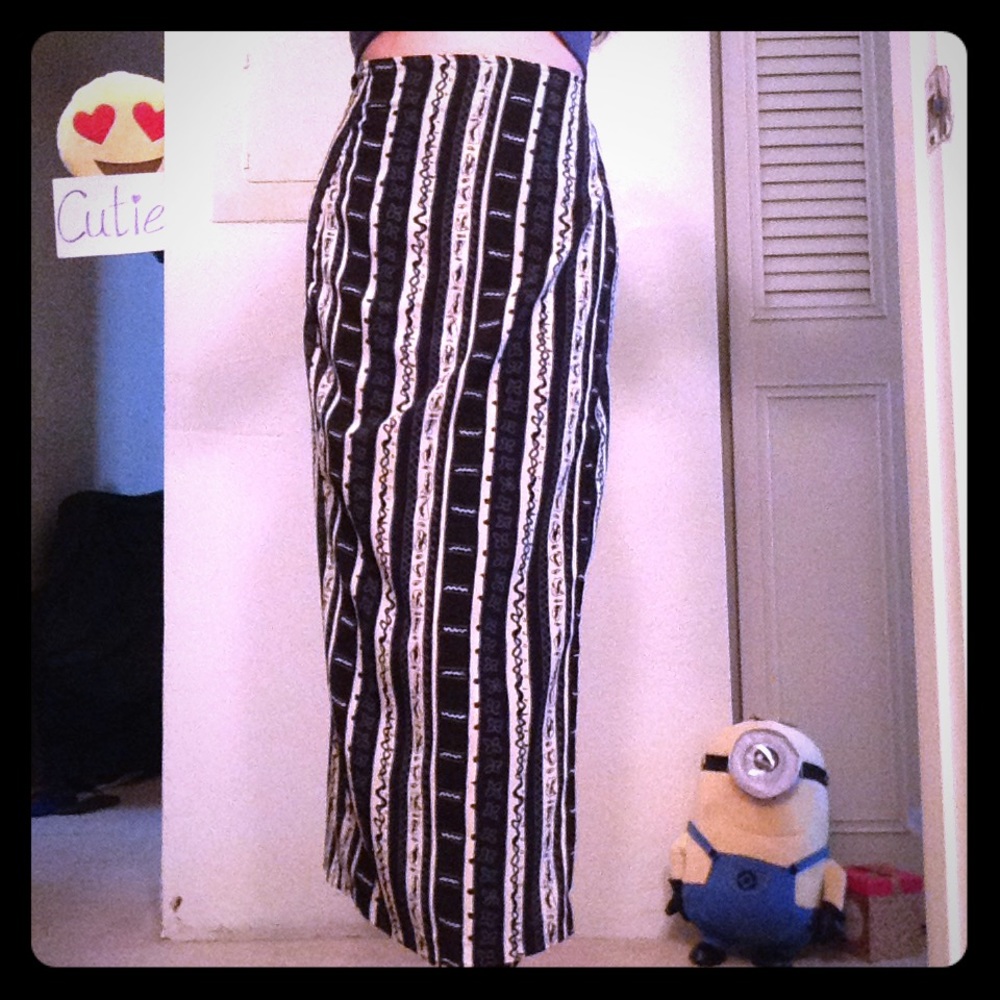 Blue Striped Wrap Skirt