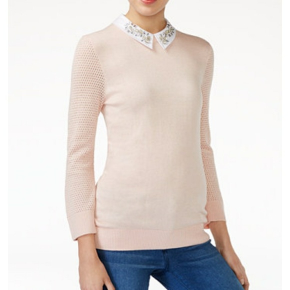 Maison Jules Sweaters - Maison Jules Embellished Collar Sweater