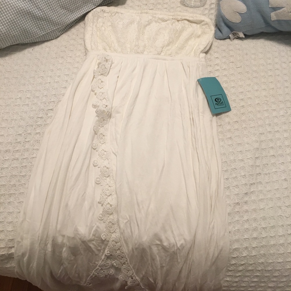 White maxi dress with slit in front