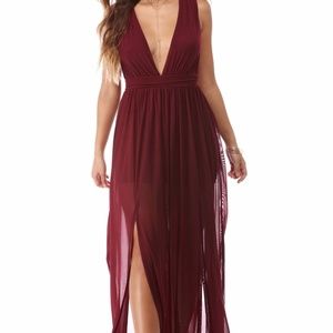 ARIELLE BURGUNDY MESH DRESS SIZE M ARIELLE BURGUNDY MESH DRESS SIZE M