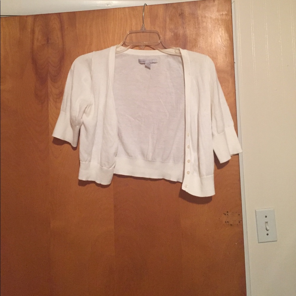 White Quarter Length Cropped Sweater