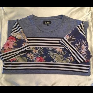 Chinese brand Izzue Blue Stripe Floral T-Shirt