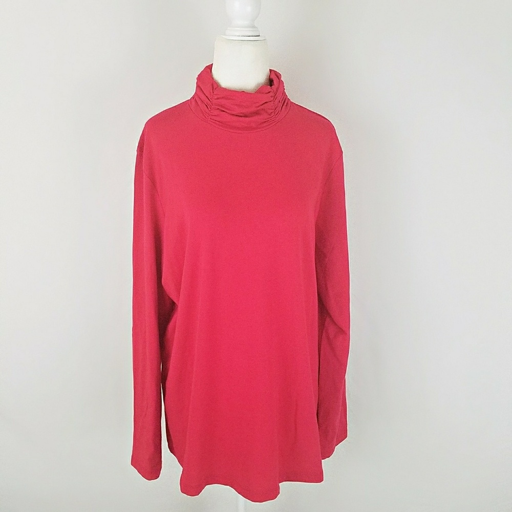 Susan Graver Red Ruched Turtleneck