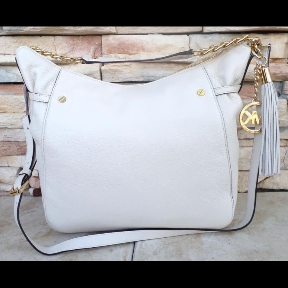 Vanilla Megan Michael Kors Large Leather Bag