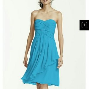 David's bridal Malibu blue dress strapless size 10