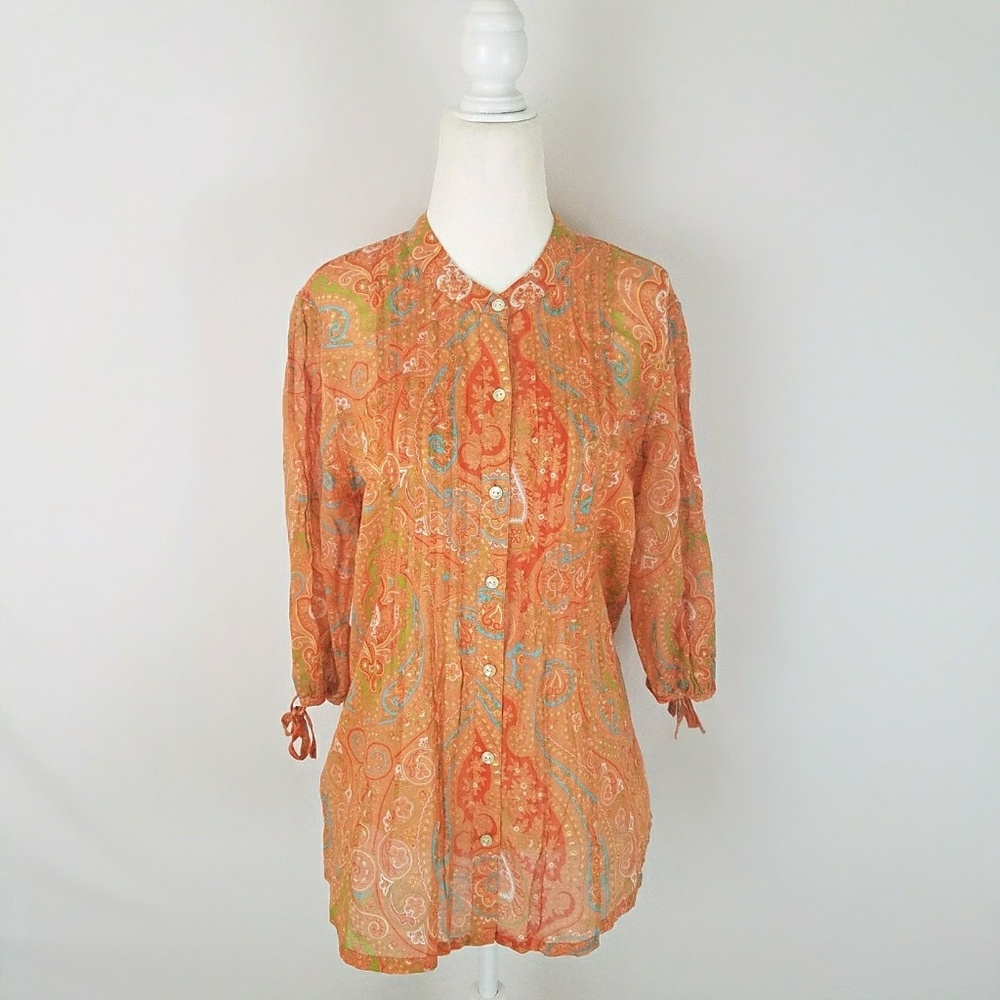 Tommy Bahama Paisley Print Button Down Blouse