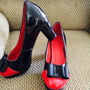 Black and red pumps