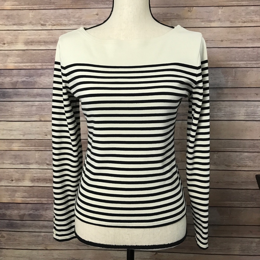 Banana Republic Boat Neck Striped Knit Top Medium