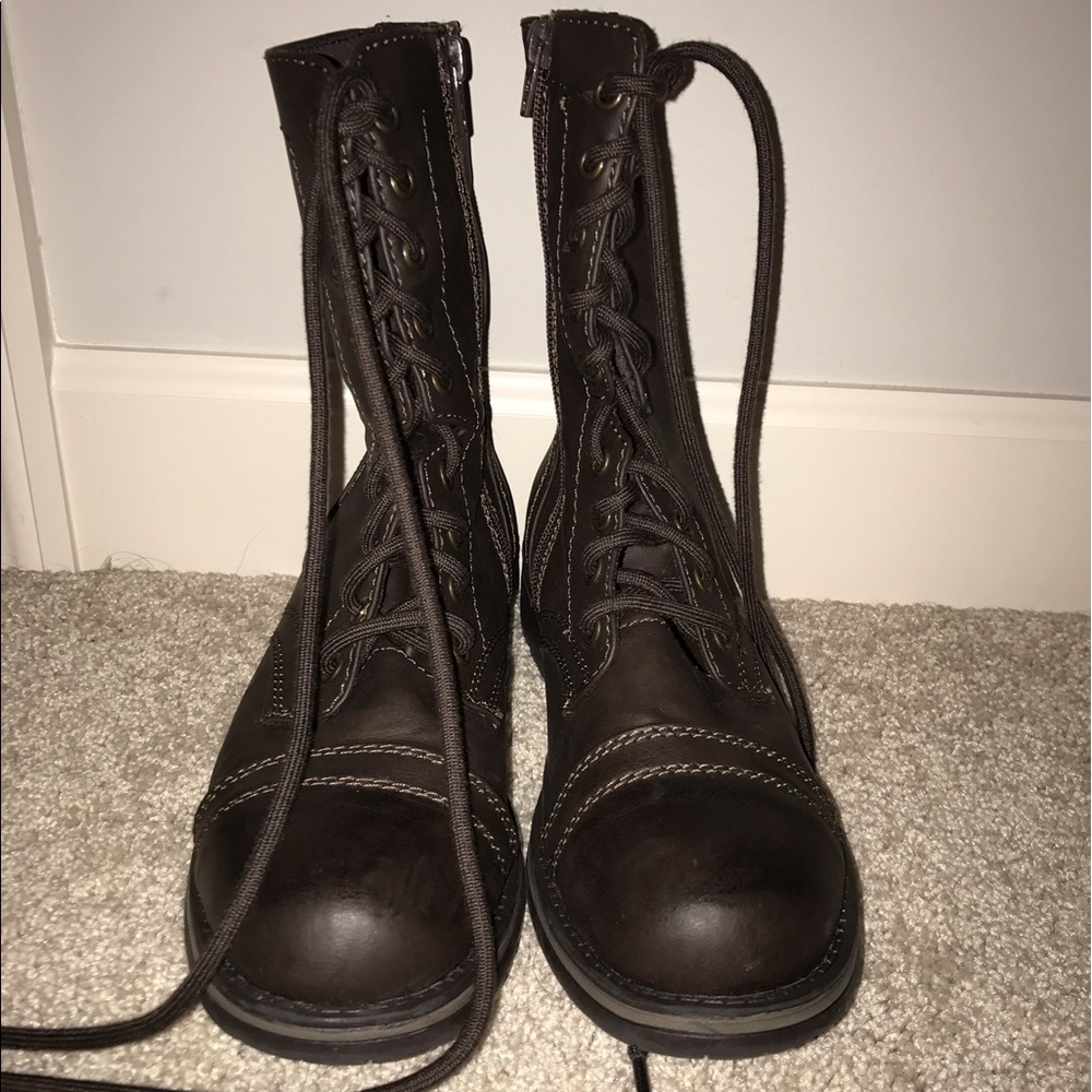 Brown combat boots