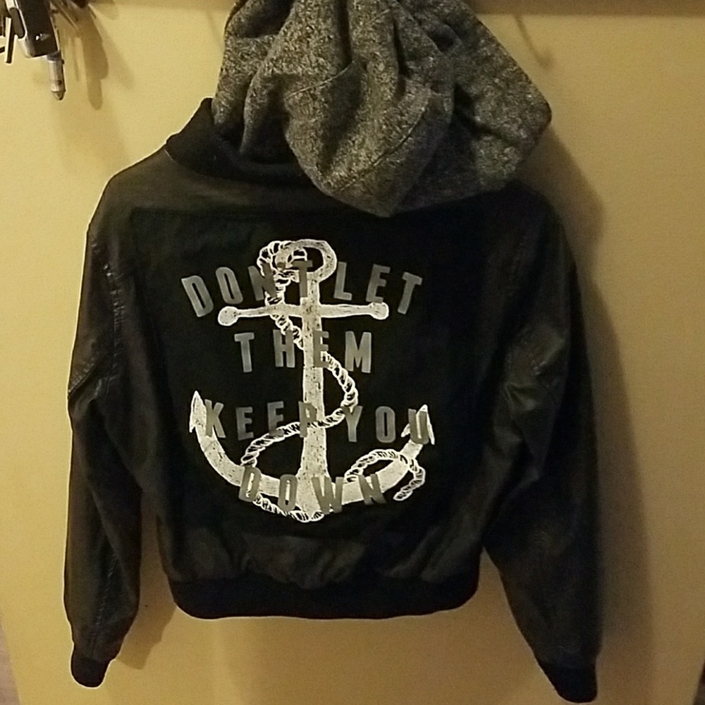 Glamour kills hooded leather jacket.