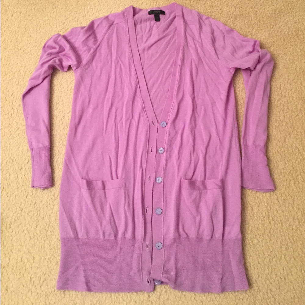 J. Crew Lavender 100% Merino wool Cardigan Sweater