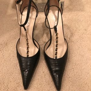 Chanel black leather , t-strap pumps Chanel black leather , t-strap pumps