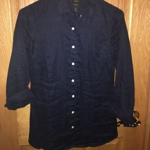J. Crew Linen Perfect Fit button up - Navy