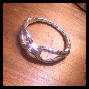 Shiny Silver Bangle Bracelet - costume jewelry