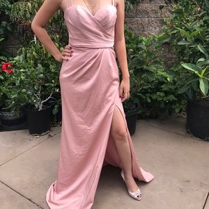 La femme satin front slit formal dress size 2/4 La femme satin front slit formal dress size 2/4