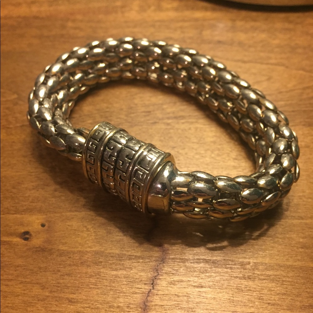 Chunky Silver Bracelet with Magnetic Closure