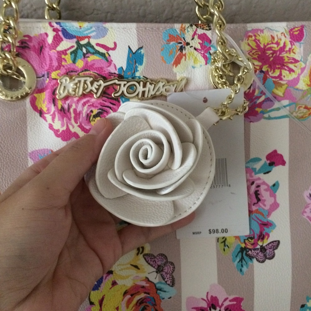 Betsey Johnson rose charm floral tote - Picture 4 of 5