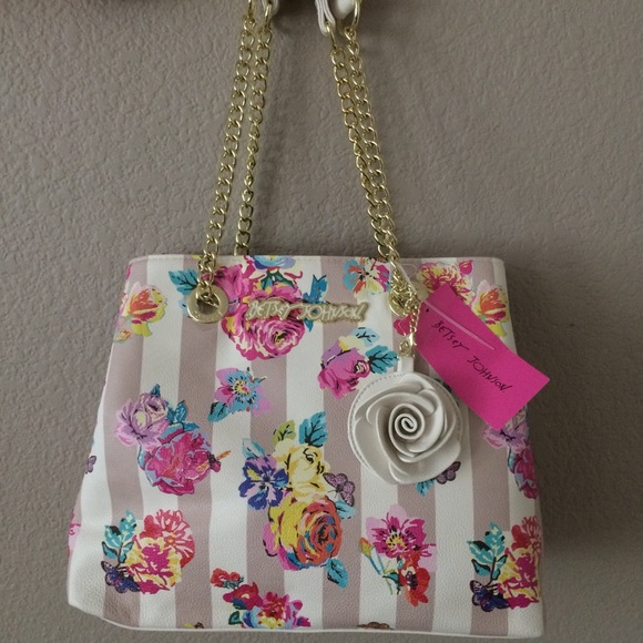 Betsey Johnson rose charm floral tote - Picture 2 of 5