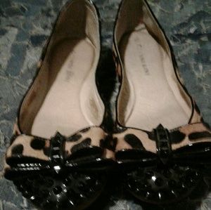 Leopard ballet flats with bow on the front