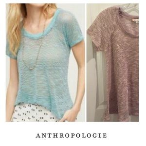 Anthropologie Erin + Ali Pink Knit Mesh Tee Anthropologie Erin + Ali Pink Knit Mesh Tee