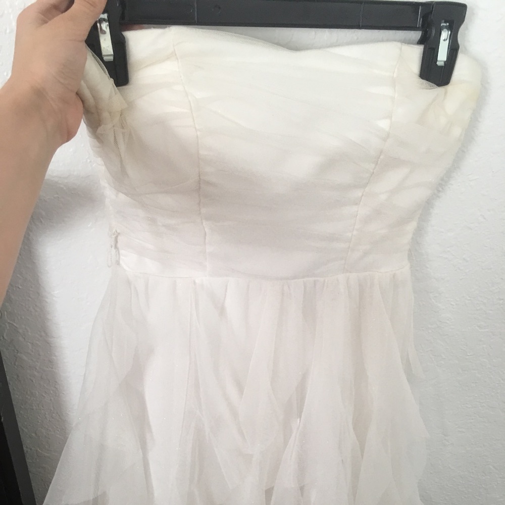 homecoming dress, formal, white ruffled dress