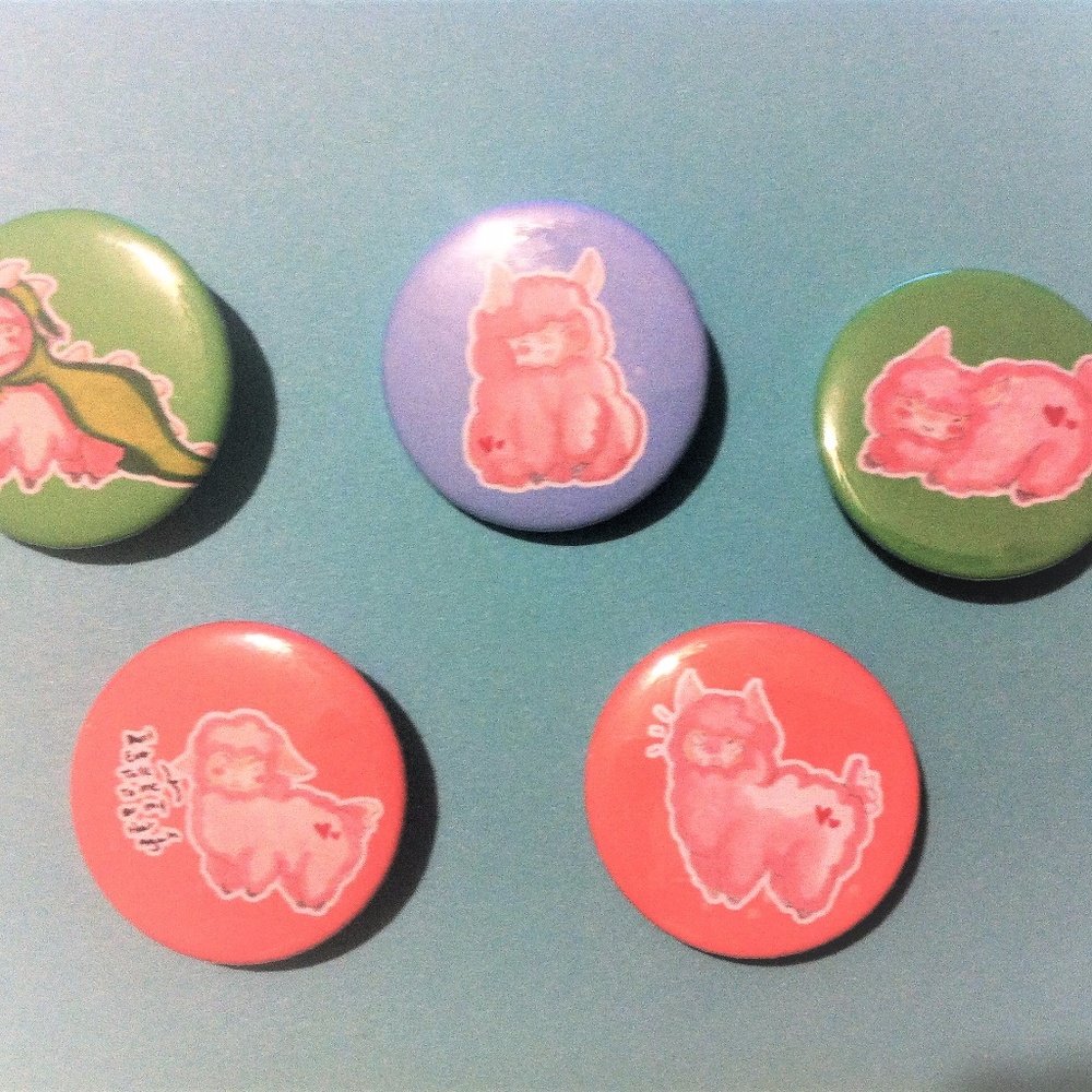 5 Alpaca Pinback Buttons