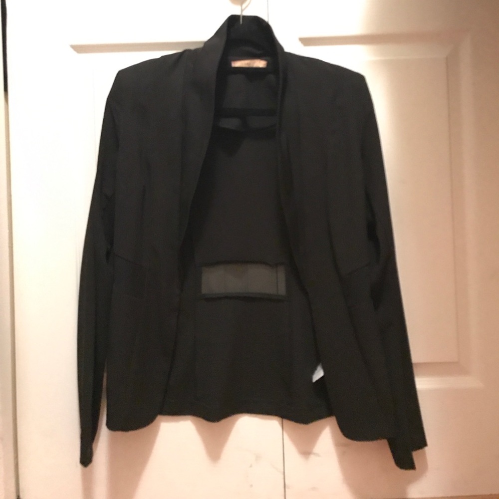 Perfect black blazer with sheer panels