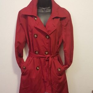London Fog red double breasted trench coat