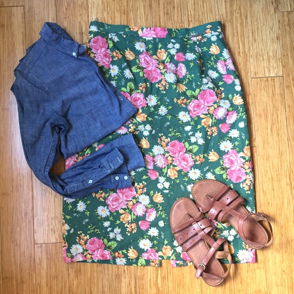 Geiger Dresses & Skirts - Vintage Geiger Linen Floral Skirt, Made in Austria