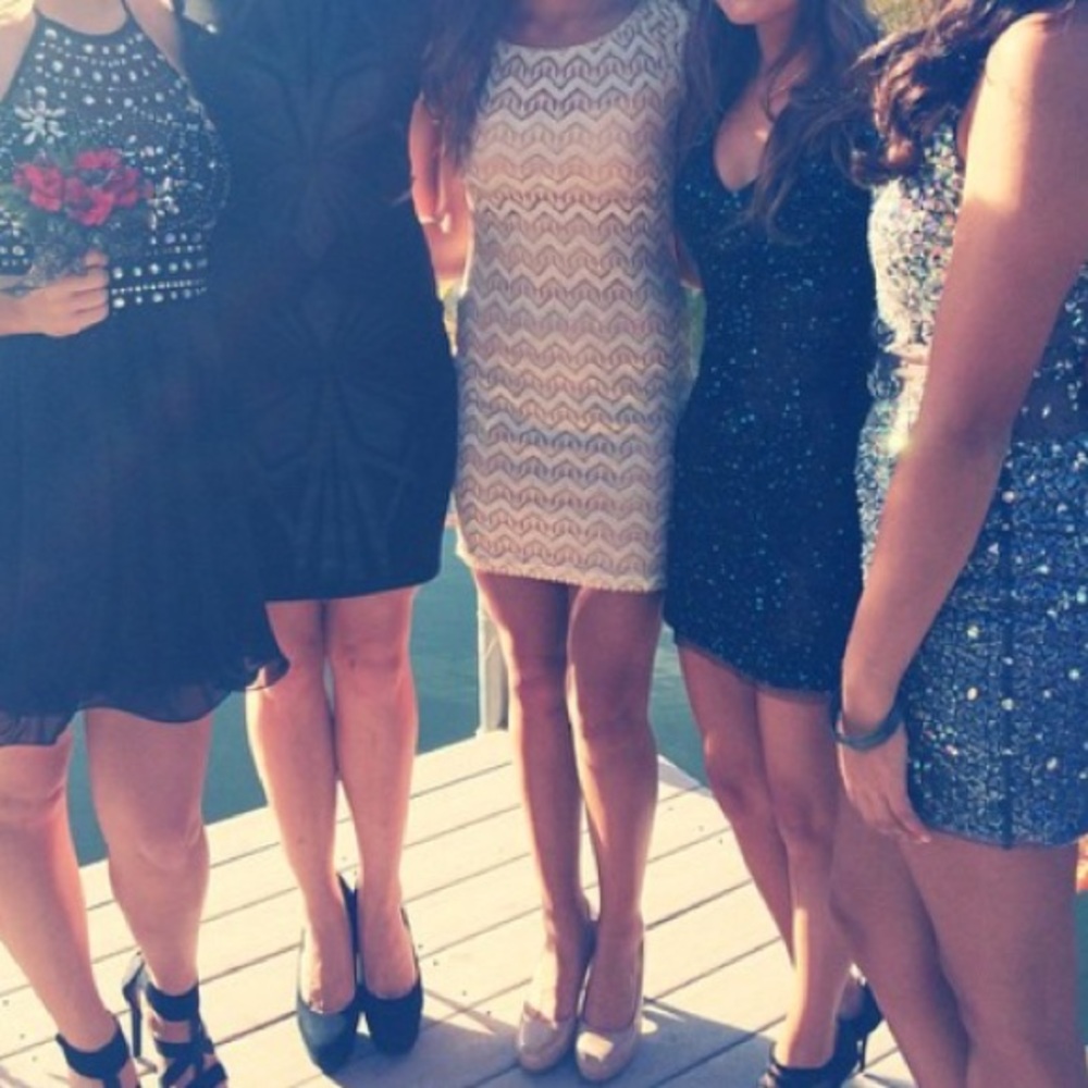 Formal Gold and Tan Shiny Dress