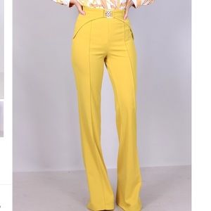 High waisted flared pants with buckle