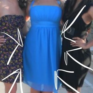 Marine blue size 14 midi halter bridesmaid dress