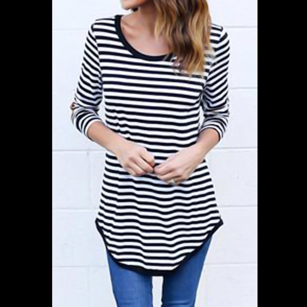 Create A Patch Long Sleeves Striped T-shirt