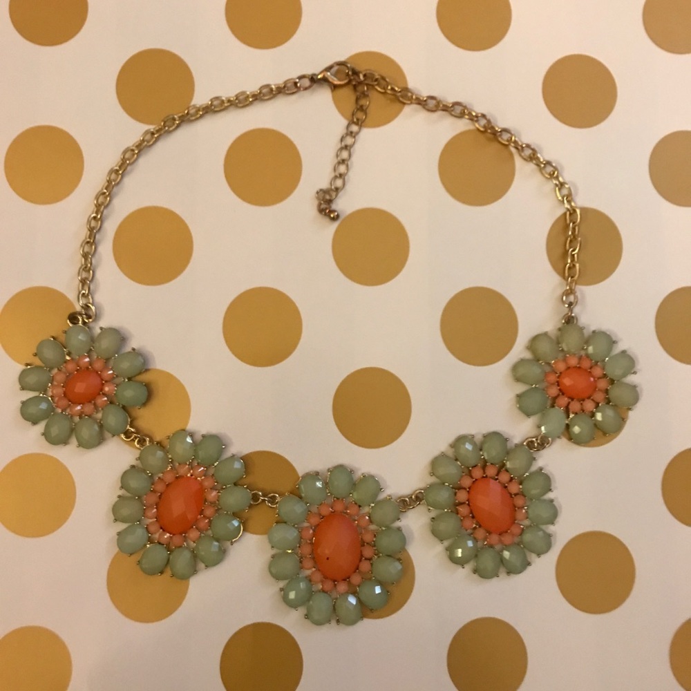 Coral and Mint Statement Necklace