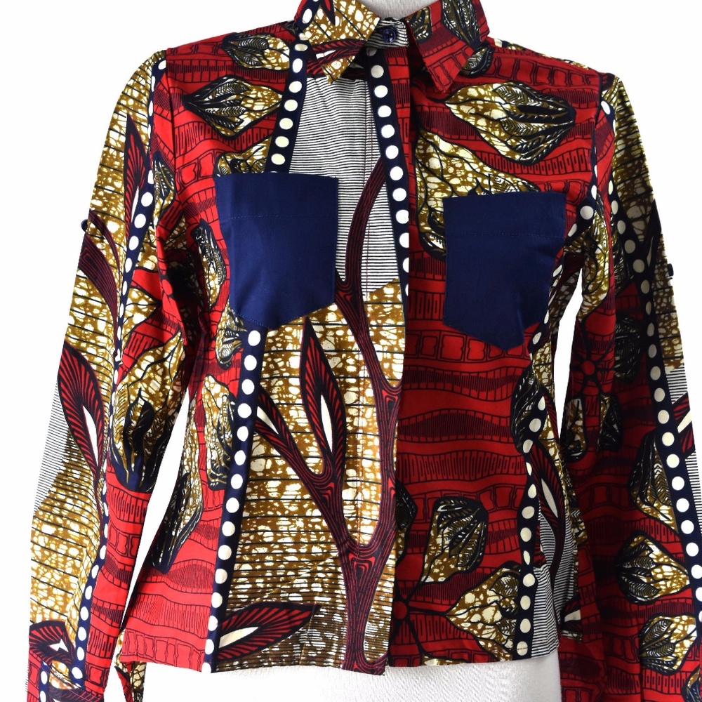 African Print Women’s Long Sleeve Casual Shirt 12