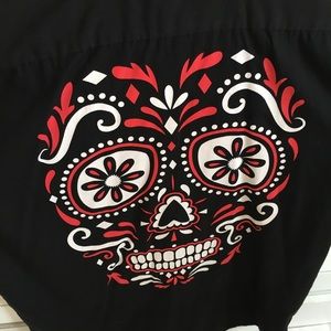 Halloween Style Button Down Short Sleeve Shirt