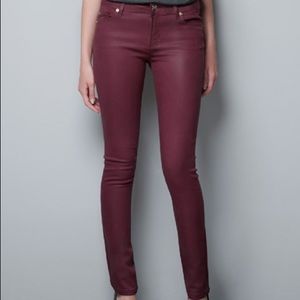 Zara Faux Leather Skinny Pants Maroon size 2 Zara Faux Leather Skinny Pants Maroon size 2