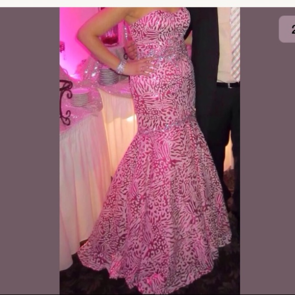 Colors Prom Mermaid Pink Sequin Embellished Gown