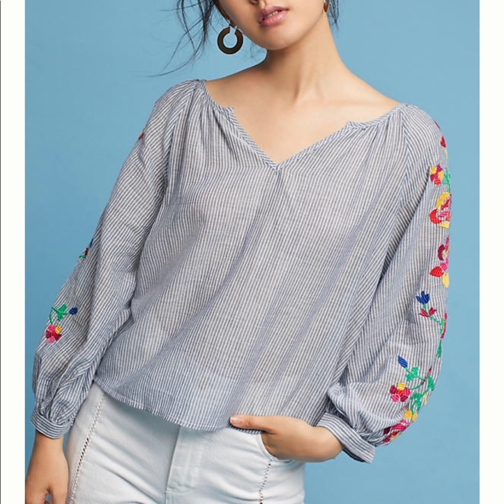 Gorgeous Anthropology Embroidered Soleil Top