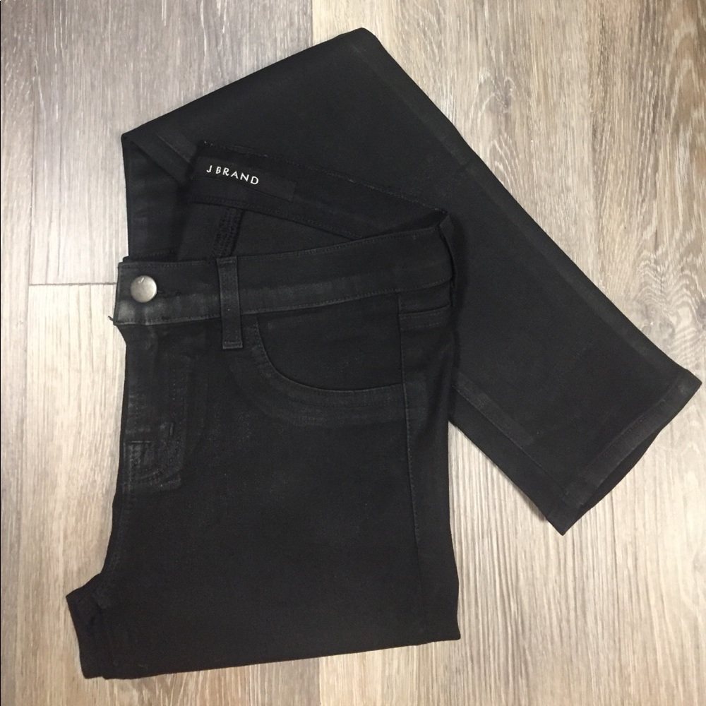 J Brand Black Coated Skinny Jeans Size 26