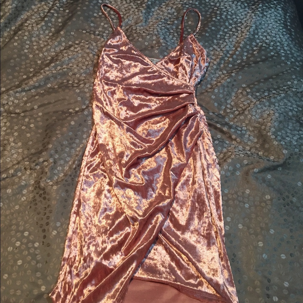 Velvet pink mini dress