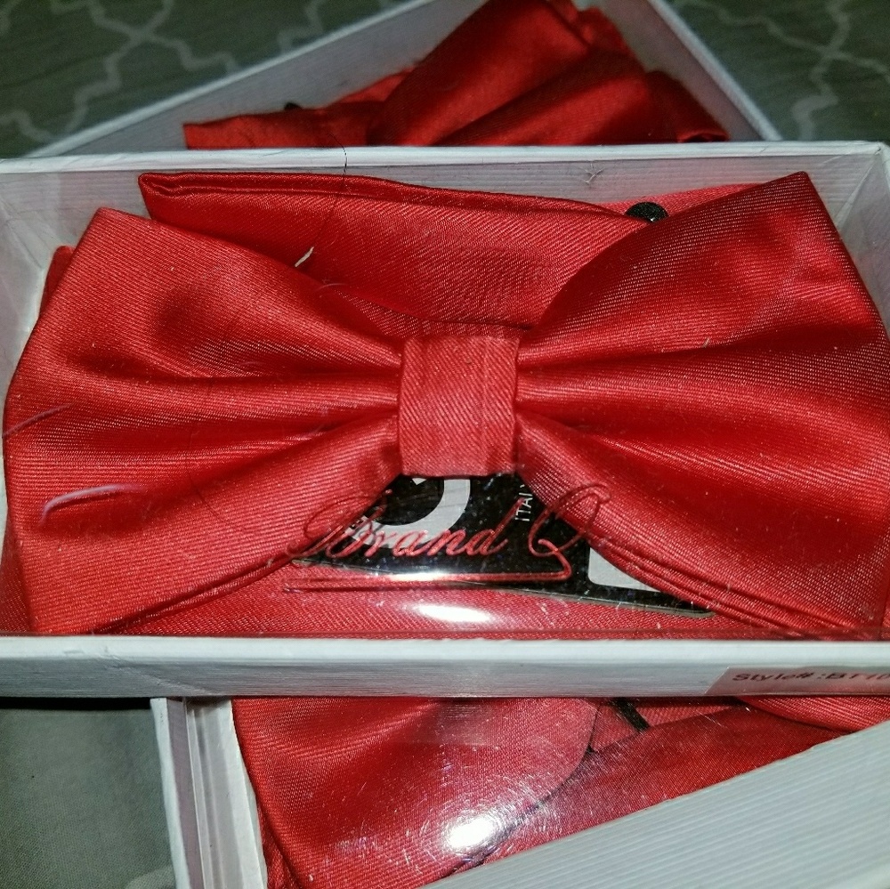 Red Bow Tie with Handkerchief