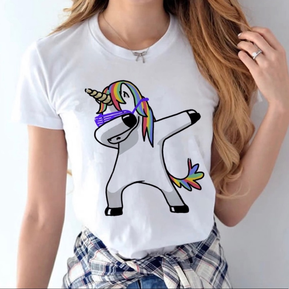 Dabbing Unicorn t-shirt Top Tee Casual