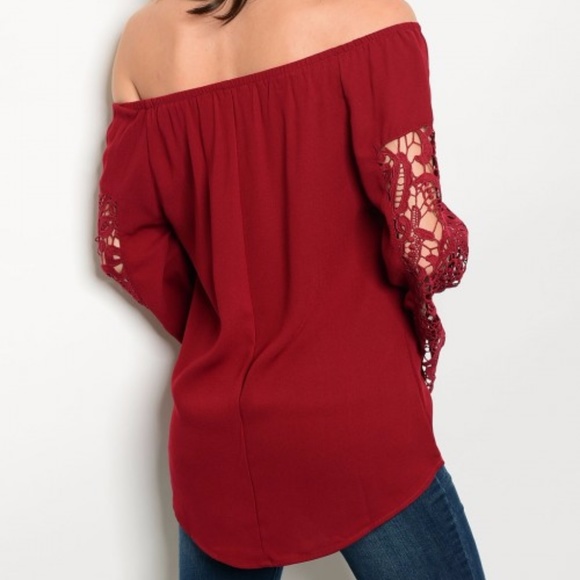 Burgundry Off shoulder top - Picture 2 of 2