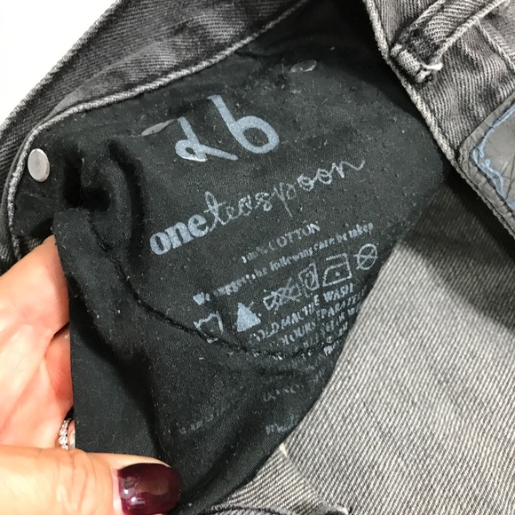 One Teaspoon Charcoal Ripped Baggies Free People - Picture 3 of 8