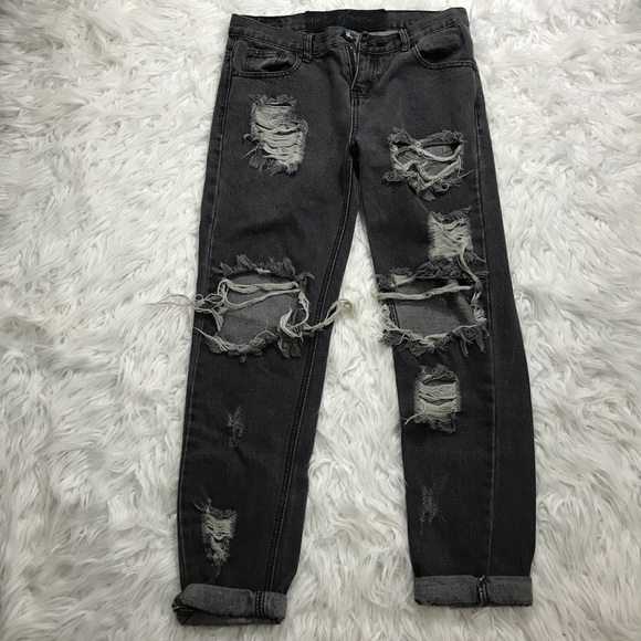 One Teaspoon Charcoal Ripped Baggies Free People - Picture 5 of 8