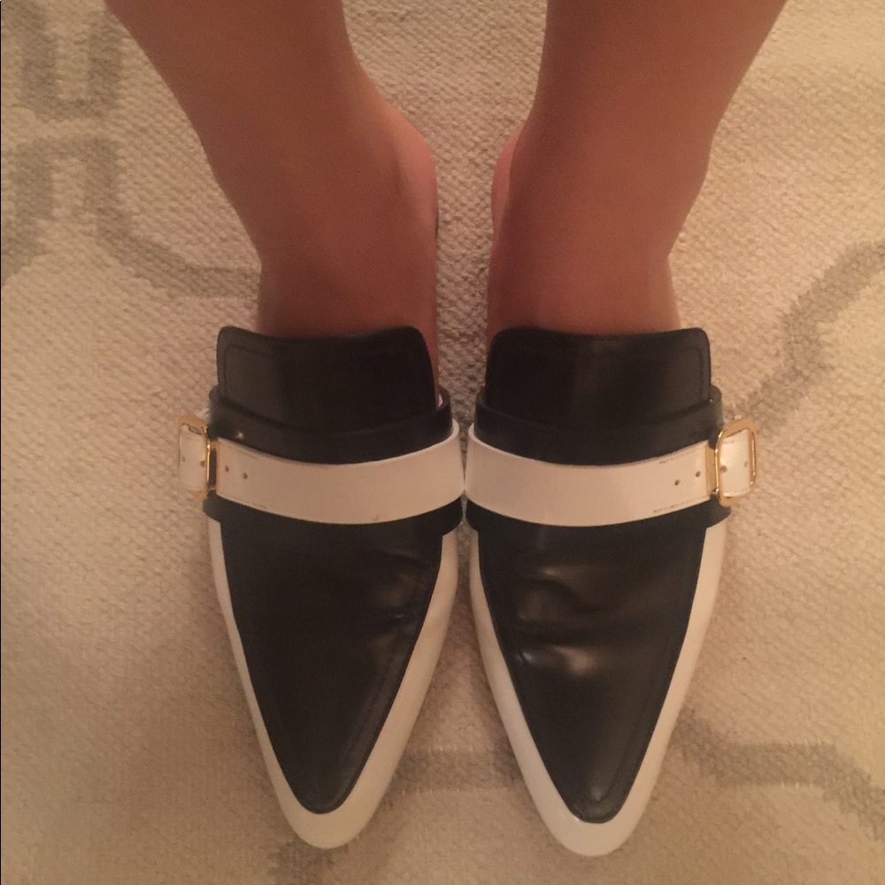 Marni Pointed Toe Mules in Black&White Size 37