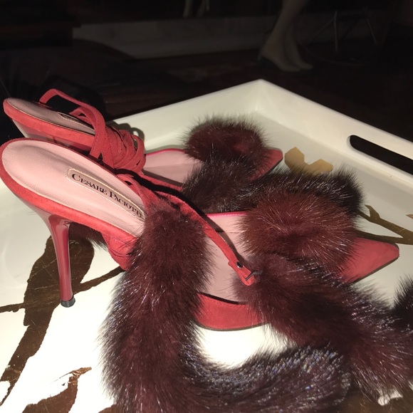 Cesare Paciotti red suede red mink Stiletto pumps - Picture 2 of 8